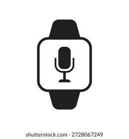 Pantalla de reloj inteligente que muestra el icono del micrófono para voz sólida