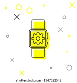  Smartwatch setting line icon isolated on white background. Smart watch settings. Vector Illustration