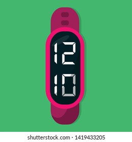 smartwatch showing clock isolated vector illustration