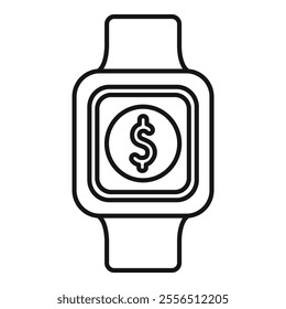 Smartwatch showing dollar sign for mobile payment, online banking and shopping using wearable device