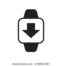 Smartwatch mostrando seta para baixo para download sólido de arquivo
