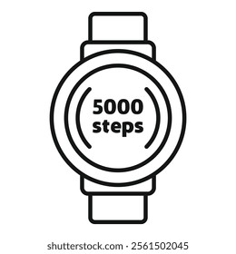 Smartwatch showing five thousand steps icon, outline style