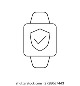 Reloj inteligente que muestra el escudo con la marca de verificación para verificado
