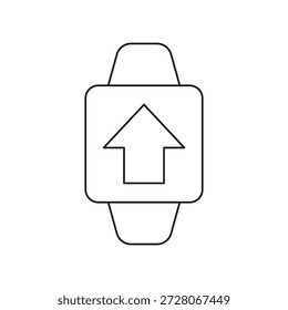 Smartwatch mostrando a seta para cima para carregar o arquivo