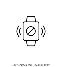 Smartwatch Silent Mode Outline Icon Dispositivo portátil digital no molesta
