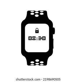 Smartwatch Silhouette. Black and White Icon Design Elements on Isolated White Background