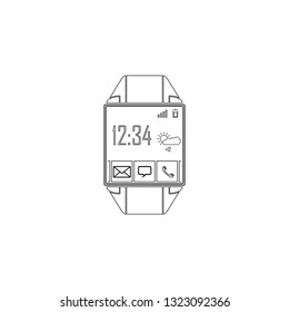 smartwatch. simple flat vector icon illustration. outline line symbol - editable stroke