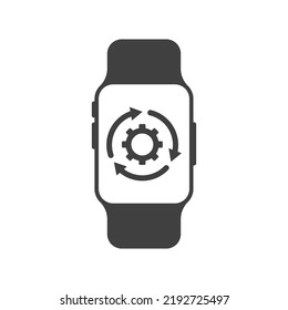 Smartwatch simple icon. Symbol of wearable smart watch device in glyph style. Electronic gadget for tracking sport activity. Fitness bracelet. Black vector silhouette isolated on white background.