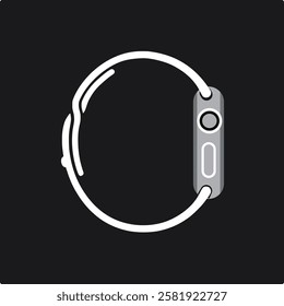 Smartwatch simple icon. Symbol of wearable smart watch device in glyph style. Electronic gadget for tracking sport activity bracelet. Black vector silhouette isolated on white background.