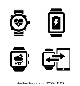 Smartwatch. Simple Related Vector Icons Set for Video, Mobile Apps, Web Sites, Print Projects and Your Design. Black Flat Illustration on White Background.