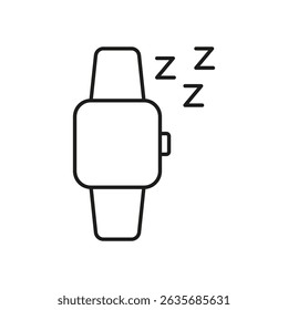 Smartwatch With Sleep Tracking Icon. Sleep Monitoring, Rest Analysis, And Health Management Outline Symbol. Wearable Technology For Better Sleep Quality. Editable Stroke. Isolated Vector Illustration. - Powered by Shutterstock - Get 15% off with code: PIKWIZARD15