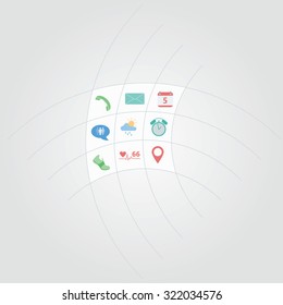Smartwatch smartphone app icons vector illustration