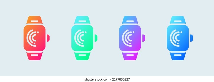 Smartwatch solid icon in gradient colors. Smart watch signs vector illustration.
