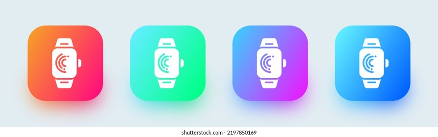 Smartwatch solid icon in square gradient colors. Smart watch signs vector illustration.