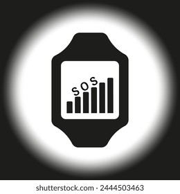 Smartwatch with SOS and signal strength icon. Emergency call feature. Vector illustration. EPS 10.