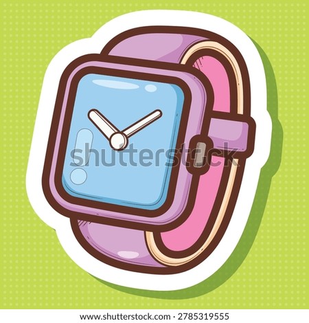 Smartwatch Sticker Cartoon Vector Illustration