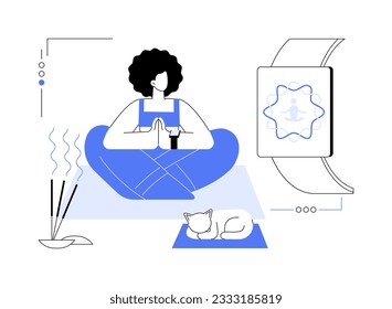 Smartwatch stress tracking abstract concept vector illustration. Person checking stress level with smartwatch, mental health tracking, mobile technology innovation, relax time abstract metaphor.