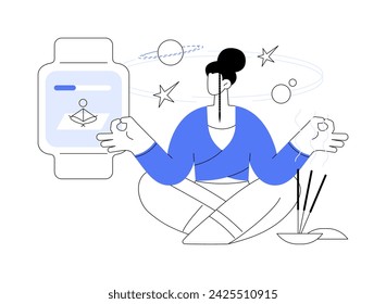 Smartwatch stress tracking isolated cartoon vector illustrations. Person checking stress level with smartwatch, mental health tracking, mobile technology innovation, relax time vector cartoon.