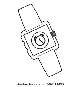 smartwatch technology with alarm app vector illustration