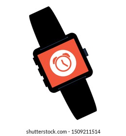 smartwatch technology with alarm app vector illustration