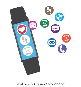 smartwatch technology with apps set vector illustration