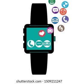 Smartwatch Technology With Apps Set Vector Illustration