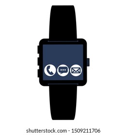 smartwatch technology with apps set vector illustration