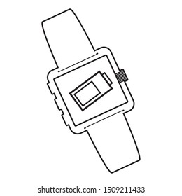 smartwatch technology with battery level app vector illustration