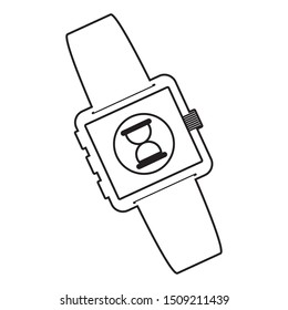 smartwatch technology with hourglass app vector illustration