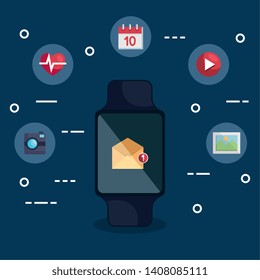 smartwatch technology with letter and digital app