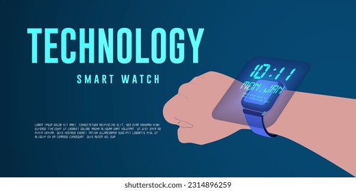 Smartwatch Technology New futuristic Technology graphic design concept. Vector poster illustration.