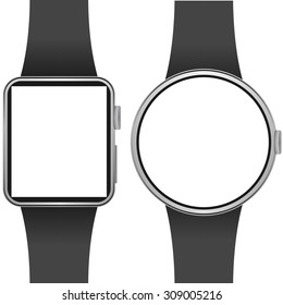 Smartwatch template with blank screen isolated on white background. 