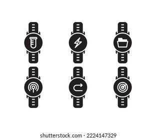 smartwatch and user interface icons set illustration