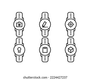 smartwatch and user interface icons set