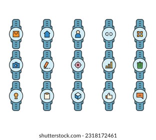 smartwatch and user interface icons set