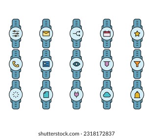 smartwatch and user interface icons set
