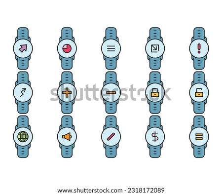 smartwatch and user interface icons set