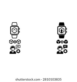 Smartwatch with various app icons and user interface elements smartwatch apps scre