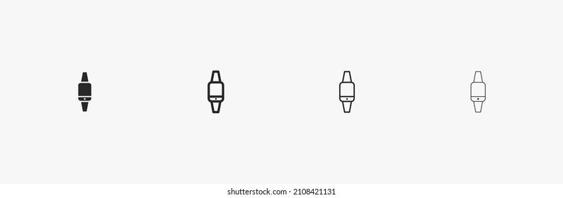 Smartwatch vector icon for design. Linear icon with editable stroke in flat style. Technology symbol for wrist isolated on white background. Black outine
