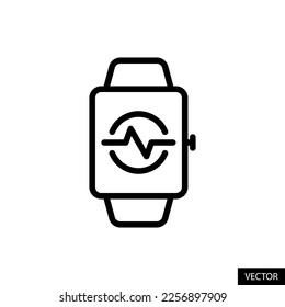 Smartwatch vector icon in line style design for website, app, UI, isolated on white background. Editable stroke. EPS 10 vector illustration.