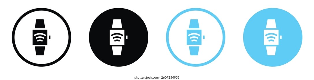 Smartwatch vector icons in black and blue colors