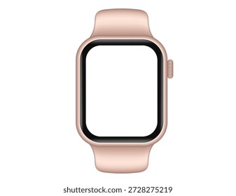 Smartwatch-Vektorgrafik mit leerem Bildschirm. Realistisches tragbares Fitness-Tracker-Symbol, modernes digitales Armbanduhr-Mockup, Gesundheitsüberwachung Sport-Aktivität Gadget-Design, isolierte 3D-Render-Stil Smart Watch Vorderansicht