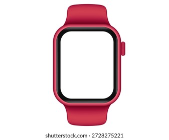 Smartwatch-Vektorgrafik mit leerem Bildschirm. Realistisches tragbares Fitness-Tracker-Symbol, modernes digitales Armbanduhr-Mockup, Gesundheitsüberwachung Sport-Aktivität Gadget-Design, isolierte 3D-Render-Stil Smart Watch Vorderansicht