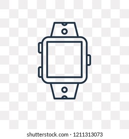 Smartwatch vector outline icon isolated on transparent background, high quality linear Smartwatch transparency concept can be used web and mobile