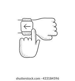 Icono de esbozo de vector Smartwatch aislado en el fondo. Icono de Smartwatch dibujado a mano. Icono de esbozo de Smartwatch para infografía, sitio web o aplicación.
