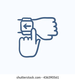 Smartwatch vector sketch icon isolated on background. Hand drawn Smartwatch icon. Smartwatch sketch icon for infographic, website or app.