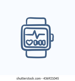 Icono de esbozo de vector Smartwatch aislado en el fondo. Icono de Smartwatch dibujado a mano. Icono de esbozo de Smartwatch para infografía, sitio web o aplicación.