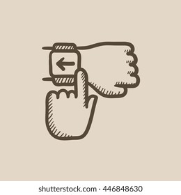 Smartwatch vector sketch icon isolated on background. Hand drawn Smartwatch icon. Smartwatch sketch icon for infographic, website or app.