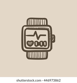 Icono de esbozo de vector Smartwatch aislado en el fondo. Icono de Smartwatch dibujado a mano. Icono de esbozo de Smartwatch para infografía, sitio web o aplicación.