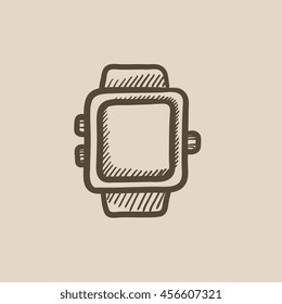 Intelligente Uhr, Vektorgrafik Symbol einzeln auf Hintergrund. Handgezeichnete Smart-Uhr-Ikone. Smart Watch Sketch Symbol für Infografik, Website oder App.